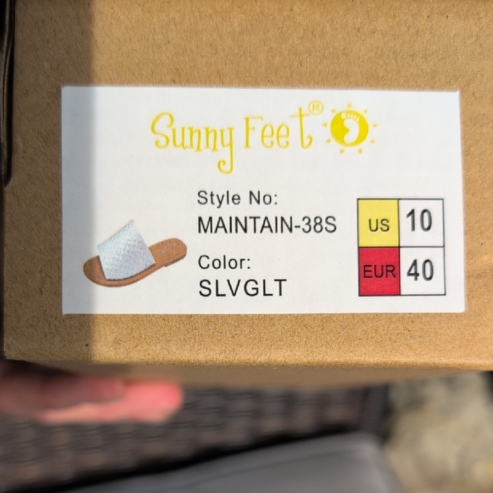 Sunny Feet Silver Slide Sandals - Picture 5 of 7